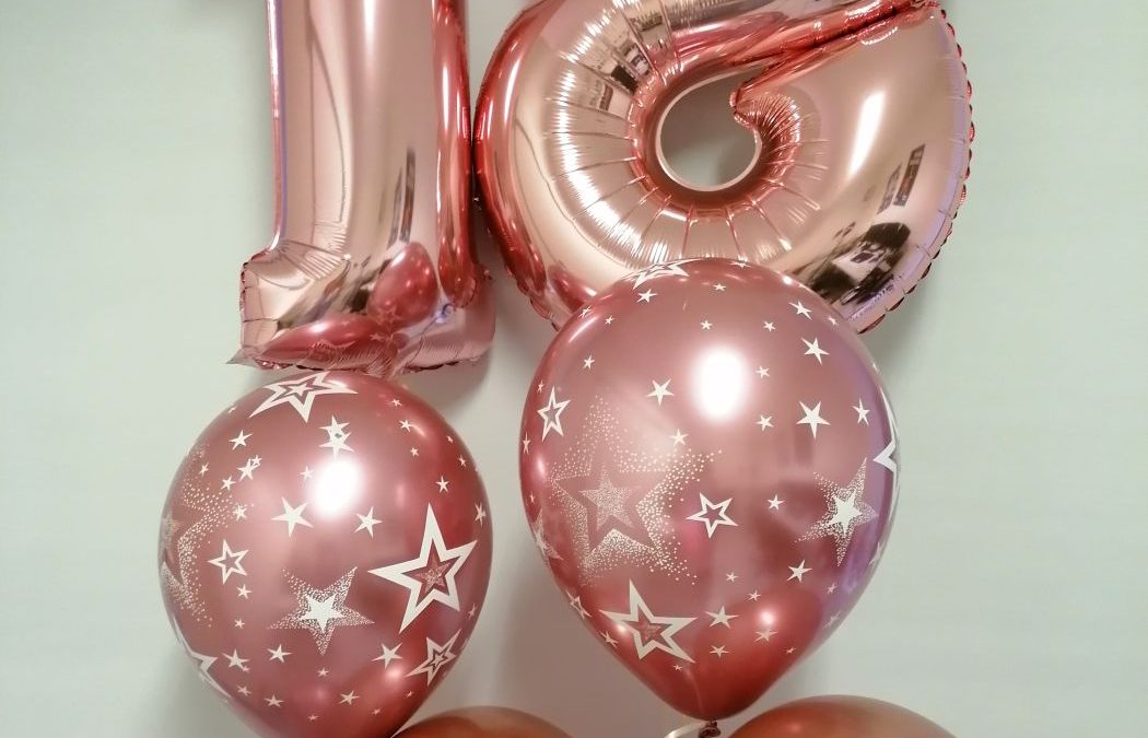 Doppelzahl Folienballon in rosegold