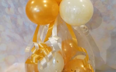 Geschenkballon zum Geburtstag in gold weiß